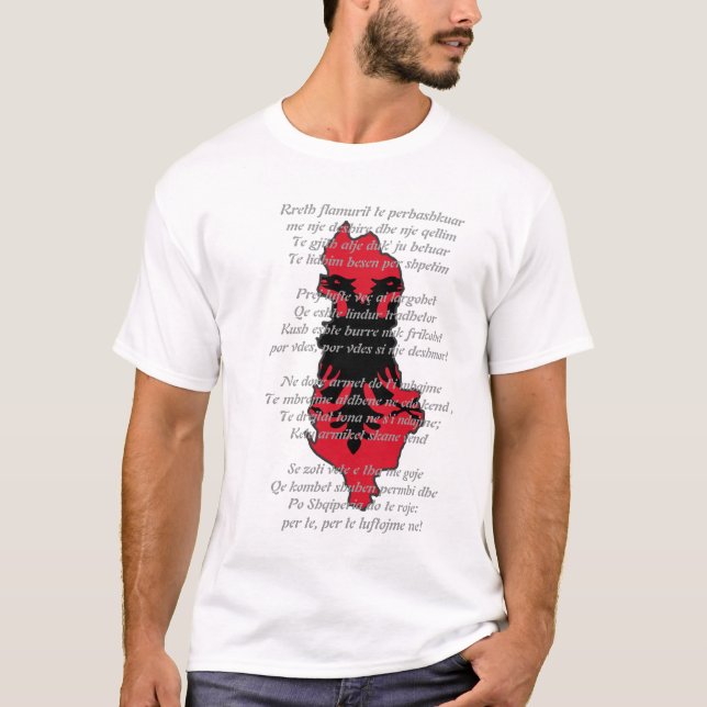 Camiseta Mirë o sa de Shqiperia mim qenë shqiptar (Frente)