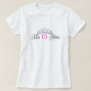 Camiseta Mis 15 Anos Quinceanera Silver Tiara Pink