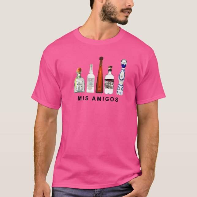 Camiseta Mis Amigos Tequila Trendy Sarcastic Men (Frente)