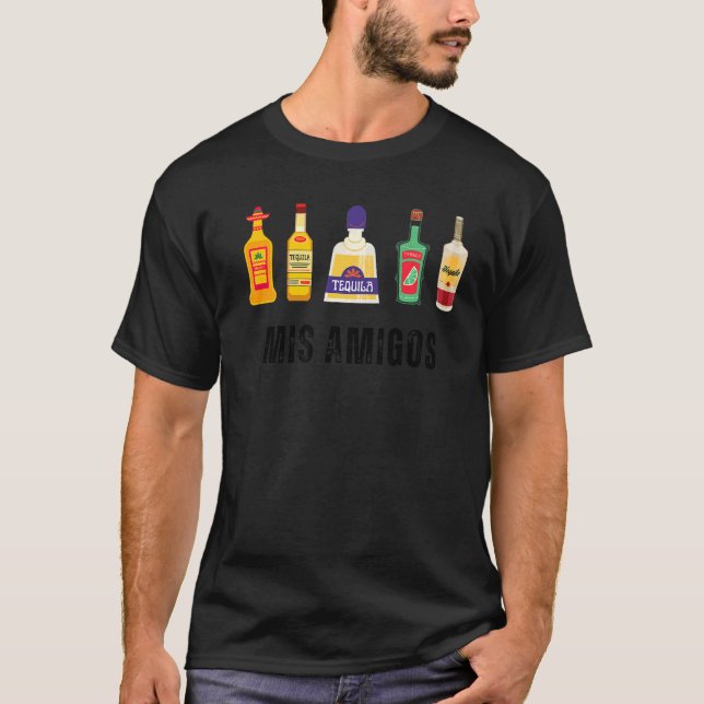 Camiseta Mis Amigos Tequila Trendy Sarcastic Men 1 (Frente)