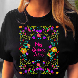 Camiseta Mis Quince Anos Mexicano Fiesta Black Pink Birday