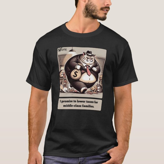 Camiseta Mischievous Meows: O Político Do Gato Crafado (Frente)