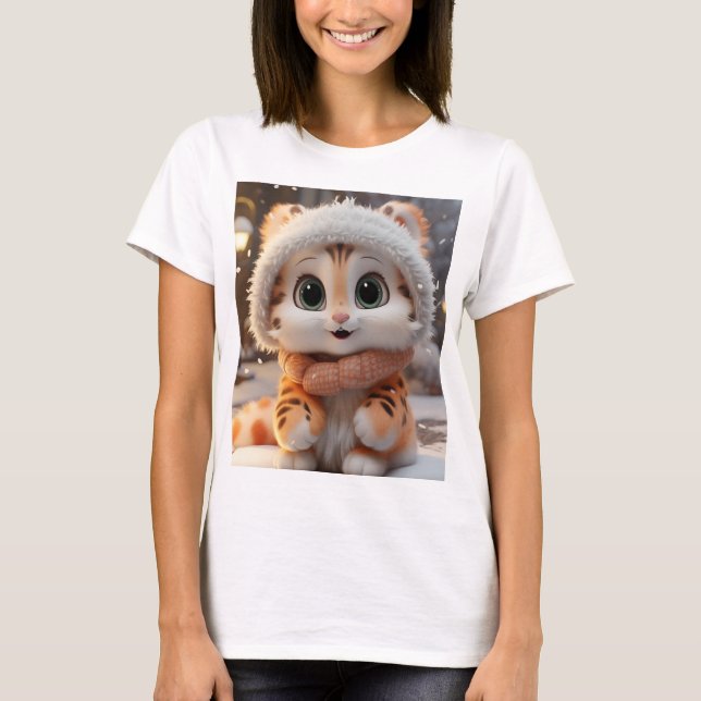 Camiseta Misha - Um leopardo de neve fofo (Frente)