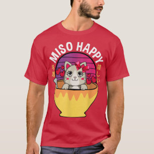 Camiseta Miso Happy Anime Cat Miso Soup Omiotsuke Japonês