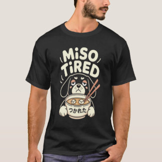 Camiseta Miso Tired Funny Dog Ramen T-Shirt, Cute Japanese 