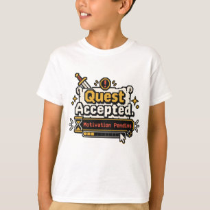 Camiseta Missão Aceita Motivação Pendente Humor Gamer