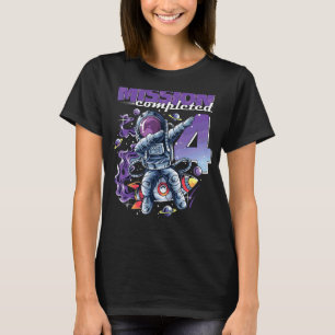 Camiseta Missão Concluída 4ª Garota de Aniversário 4 Anos 2
