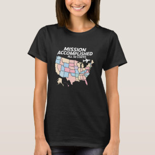Camiseta Missão Cumprida Mapa de Viagem de Carro Todos os 5