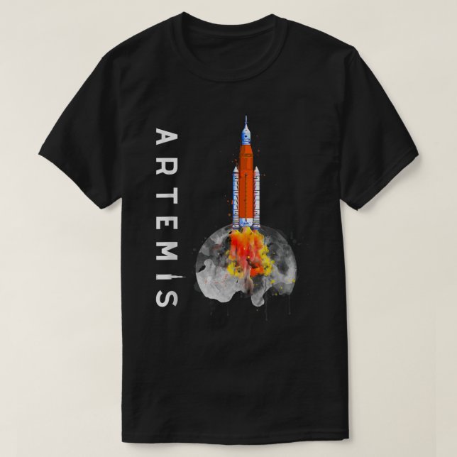 Camiseta Missão De Lançamento De Foguetes Artemis 1 SLS Par (Frente do Design)