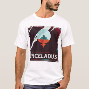 Camiseta Missão De Poster-Cassini Do Espaço Retroativo A Sa