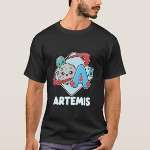 Camiseta Missão Lunar da NASA Artemis II Kawaii Fofa