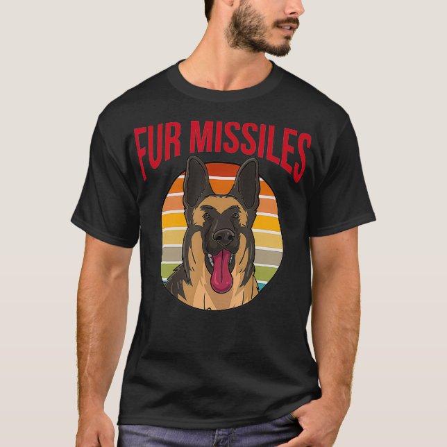 Camiseta Mísseis com pelo para German shepherd (Frente)