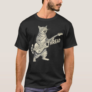 Camiseta Mission Thread Cat Playing Guitar Rock Music