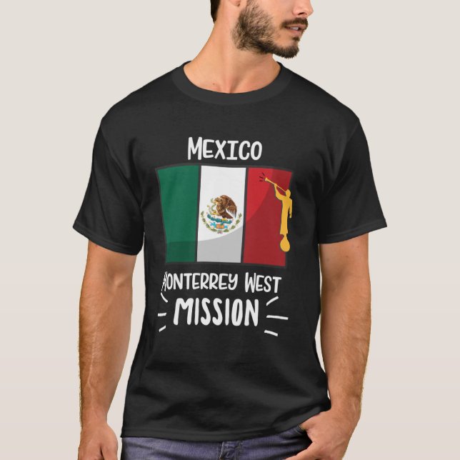 Camiseta Missionário da Missão LDS de Monterrey Ocidental d (Frente)