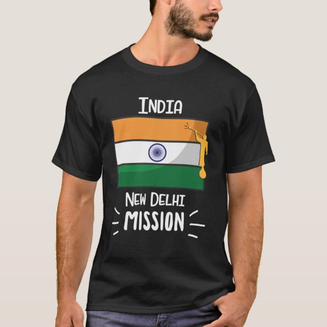 Camiseta Missionário da Missão LDS de Nova Deli Mormon (Frente)