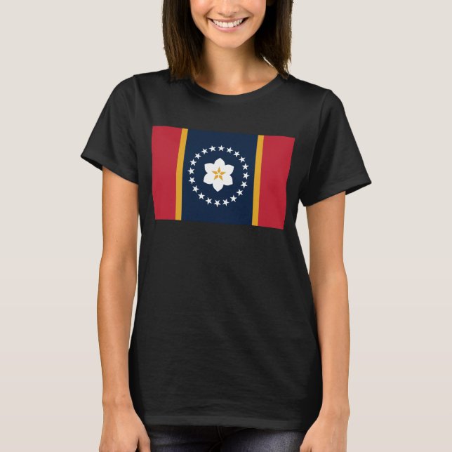Camiseta Mississipi: Bandeira do Estado dos EUA na Magnolia (Frente)