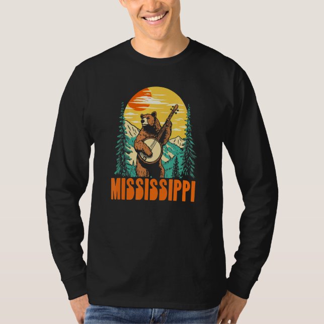 Camiseta Mississippi Banjo Picking Bear Outdoor & Music   (Frente)