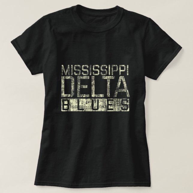 Camiseta Mississippi Delta Blues Vintage Retro Distress T (Frente do Design)