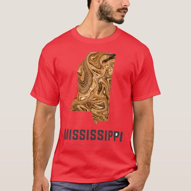 Camiseta Mississippi Map Art Abstract in Brown (Frente)
