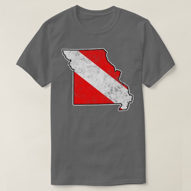 Camiseta Missouri Dive Flag Scuba Divisor State Map Dive Fl (Frente do Design)