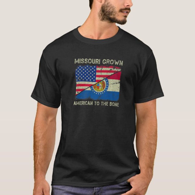 Camiseta Missouri Grown American To The Bone Home State Mis (Frente)