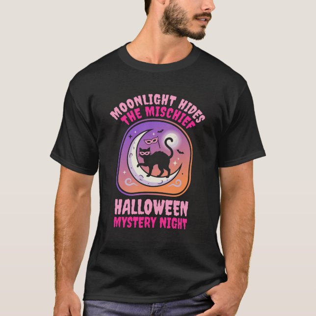 Camiseta Mistério da Máscara da Lua de Halloween (Frente)