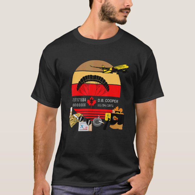 Camiseta Mistério do Homem D B Cooper Sequestro Pulo de Par (Frente)