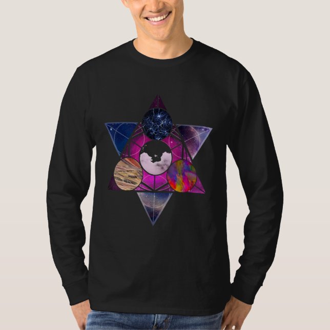 Camiseta Mística de Triângulo Geométrico Sagrada (Frente)