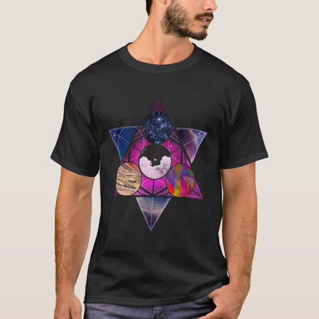 Camiseta Mística de Triângulo Geométrico Sagrada (Frente)