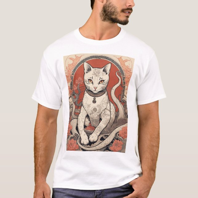 Camiseta "Mística Inclina: O Gato de Octopus" (Frente)