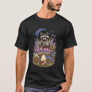 Camiseta Místico Mapa Lunar Guaxinim em Cogumelo Venénico C
