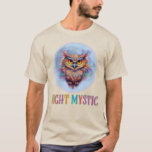 Camiseta MÍSTICO NOTURNO, Coruja-Retro Groovy Na Lua Comple