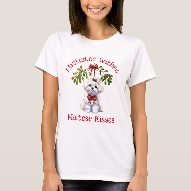 Camiseta Mistletoe Kisses e Malteses (Frente)