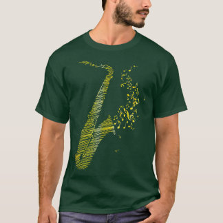 Camiseta Mistura amarela creativa saxofone