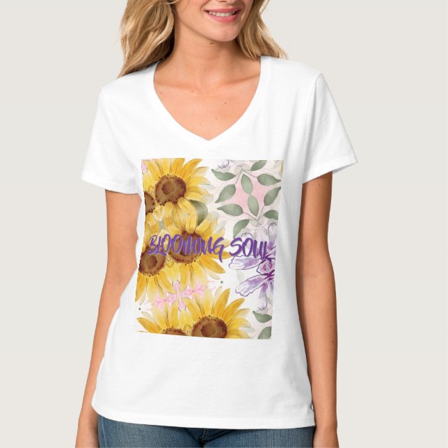 Camiseta Mistura de Design de Girassóis (Frente)