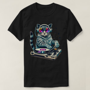 Camiseta Mistura de Gatos DJ Turntable