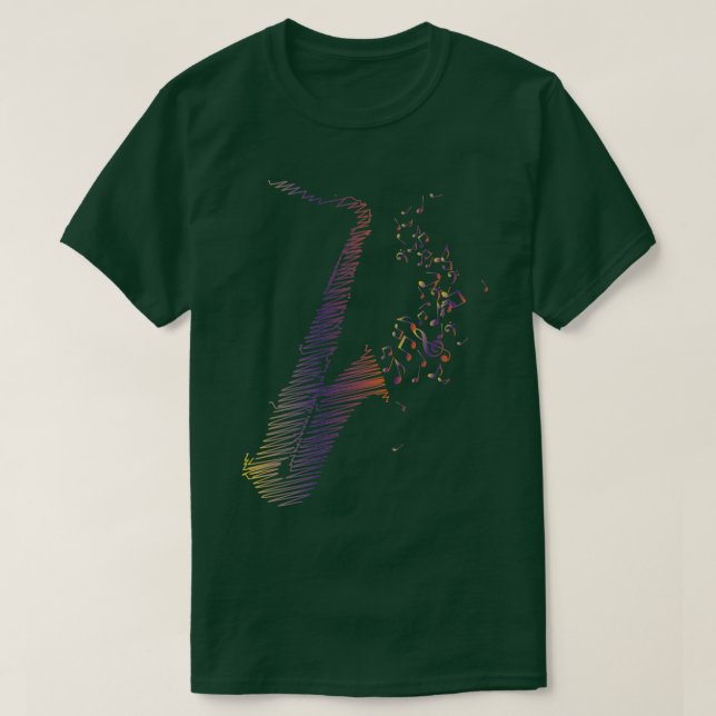 Camiseta Mistura Roxo de Arte Saxofone (Frente do Design)