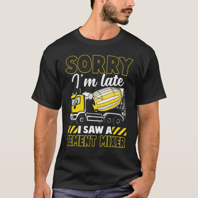 Camiseta Misturador de Concreto Engraçado Construção de Cim (Frente)