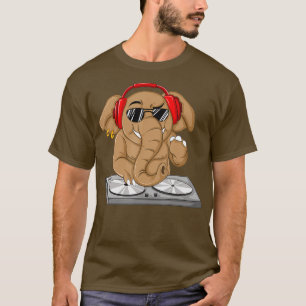 Camiseta Misturador de Música Animal do legal Elephant DJ