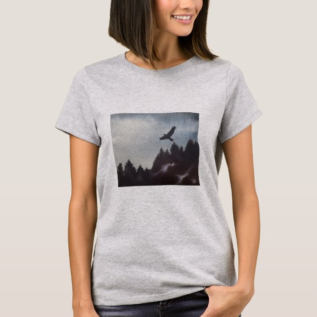 Camiseta Misty Morning nas montanhas personalizável (Frente)