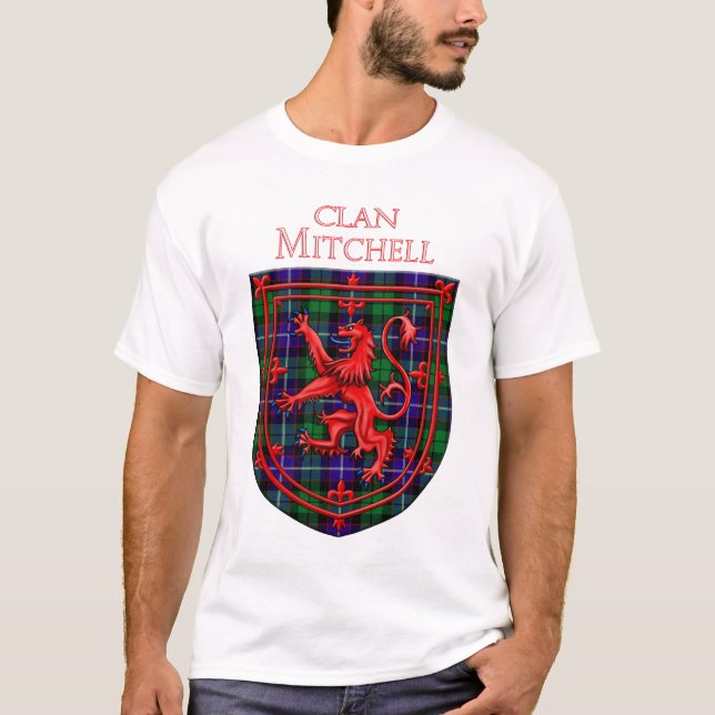 Camiseta Mitchell Tartan Scottish Xadrez Lion Rampant (Frente)