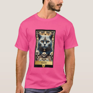 Camiseta Mito Negro Morte de Gato Pele Tarot Card Fortune