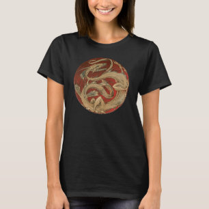 Camiseta Mitologia Vintage, Dragão Asiático Antigo Dourado