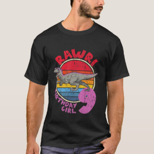 Camiseta Miúdas, 9º Aniversário Eu Rawr! Velociraptor I Fam
