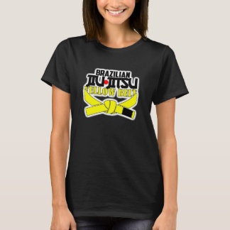 Camiseta Miúdo amarelo da correia de Jiu-Jitsu do