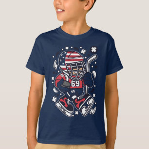 Camiseta Miúdo americano do hóquei do t-shirt dos desenho
