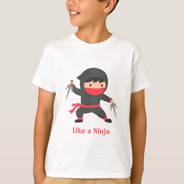Camiseta Miúdo bonito de Ninja com as armas de Sai para (Frente)