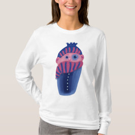 Camiseta Miúdo do congelando com chapéu e lenço no inverno