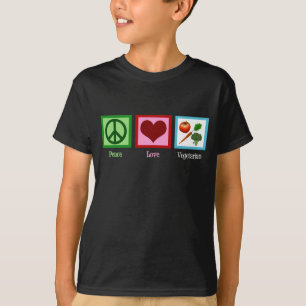 Camiseta Miúdo do vegetariano do amor da paz