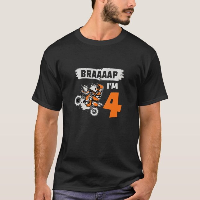 Camiseta Miúdos Braaaap Sou 4 Dirt Bike Motocross 4 anos (Frente)